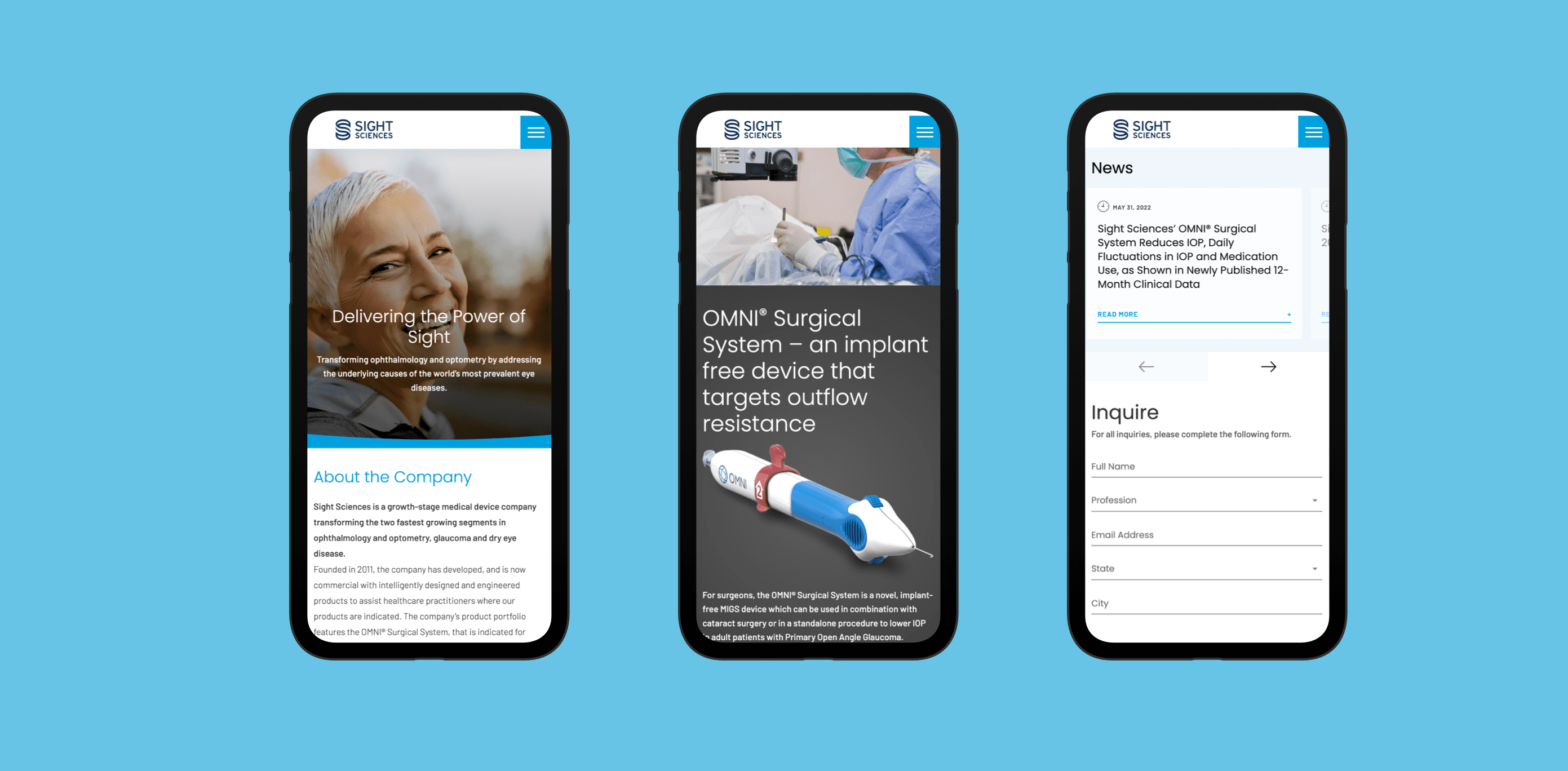 Sight Sciences responsive design