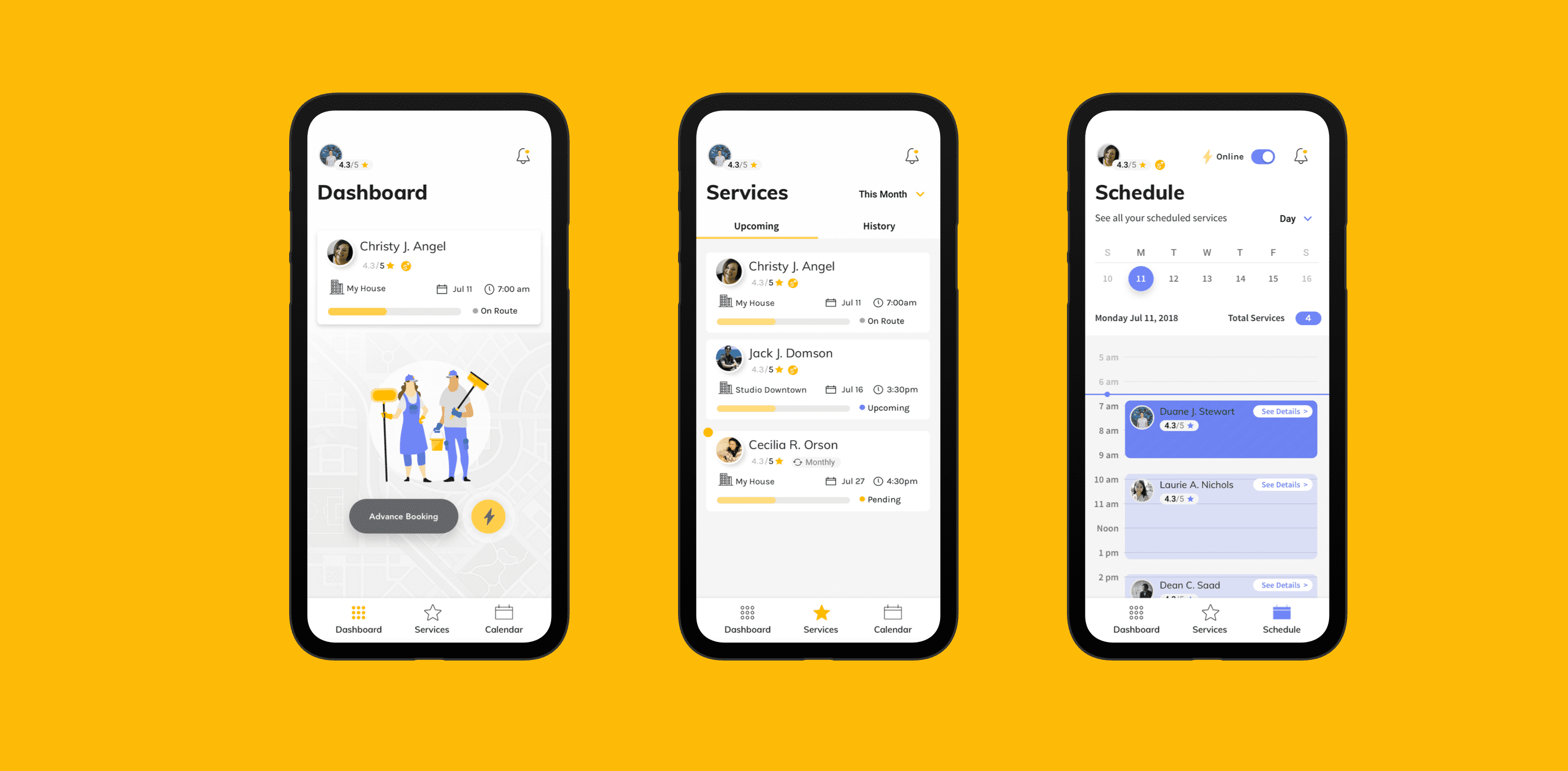 Mobile app screens for Skep