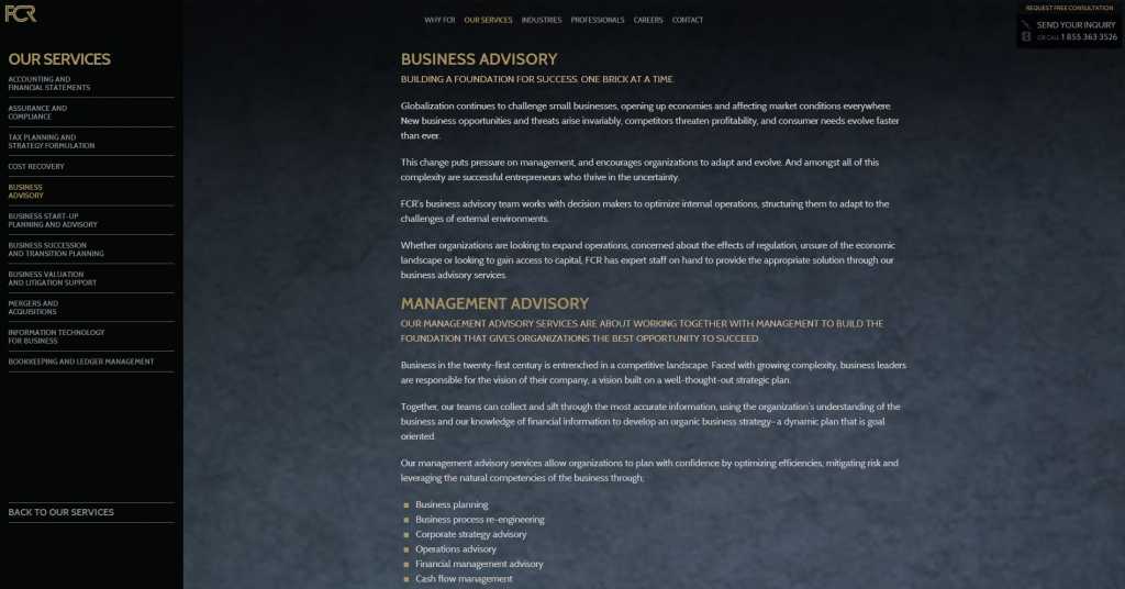 Snapshot of FCR website