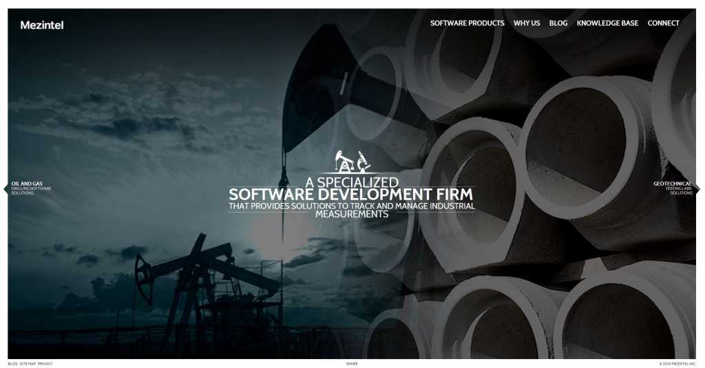 Screenshot of typography on Mezintel website