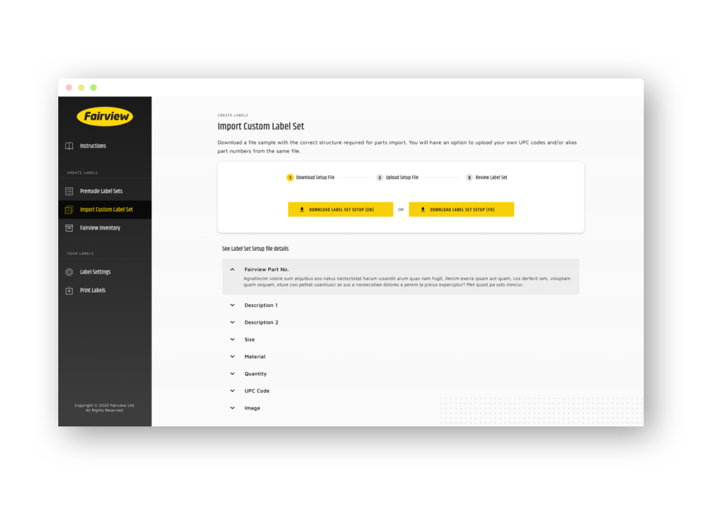 Importing custom labels into the app